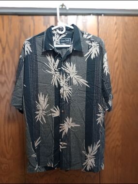 OP Men's Black Grey And cream color  Floral Button-Up Shirt